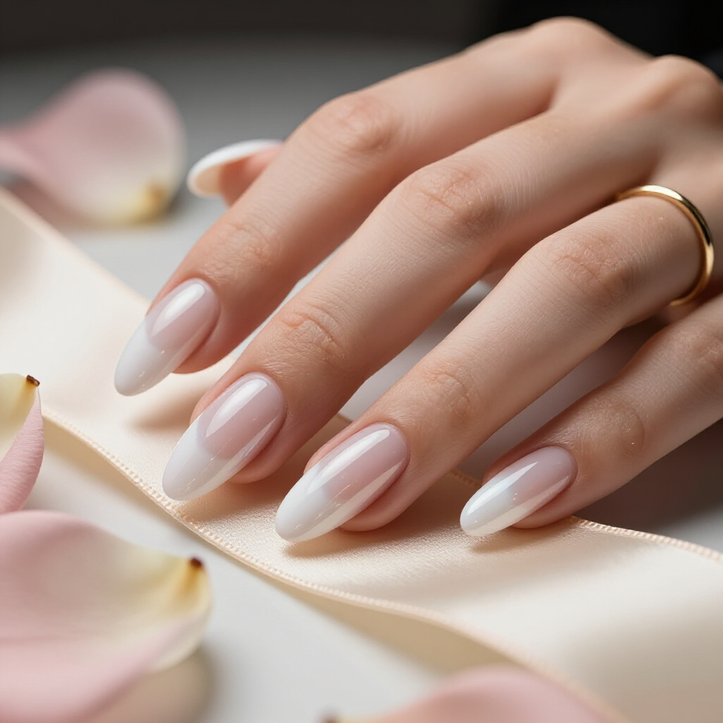 Sheer Vanilla Bean White Almond Cat Eye with Golden Flecks - white almond cat eye nails Sheer Vanilla Bean White Almond Cat Eye with Golden Flecks - white almond cat eye nails