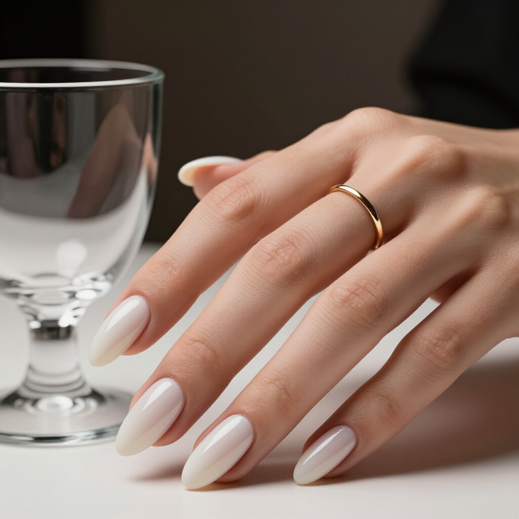 Matte White Almond Cat Eye Nails with a Subtle Shimmer Shift - white almond cat eye nails Matte White Almond Cat Eye Nails with a Subtle Shimmer Shift - white almond cat eye nails