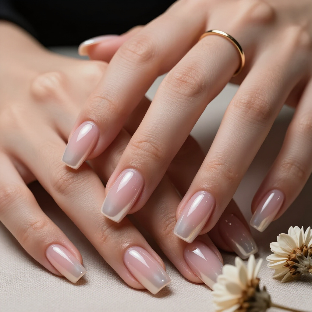 Pearlescent White Almond Cat Eye with a Subtle Aurora Effect - white almond cat eye nails Pearlescent White Almond Cat Eye with a Subtle Aurora Effect - white almond cat eye nails