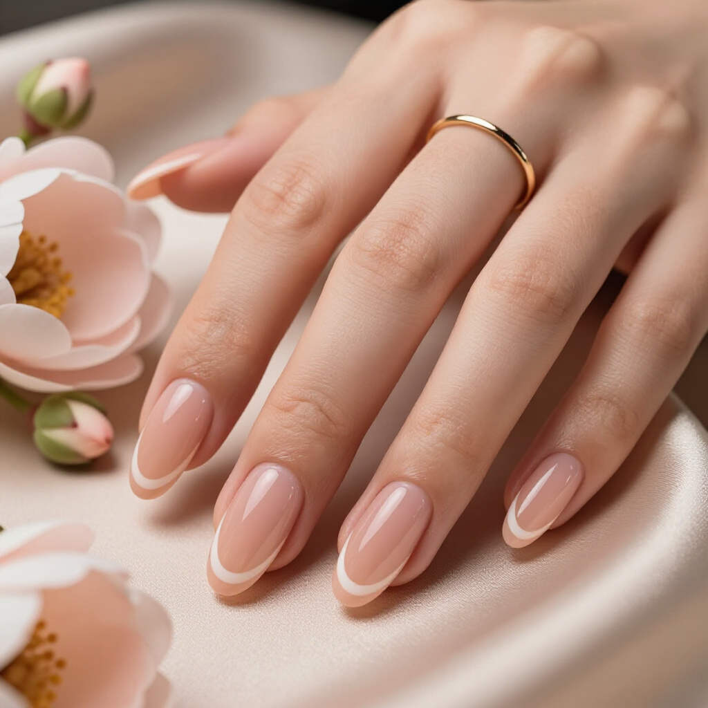 Sheer Nude Almond Cat Eye with a Delicate Gradient Effect for Subtle Allure - nude almond cat eye nails