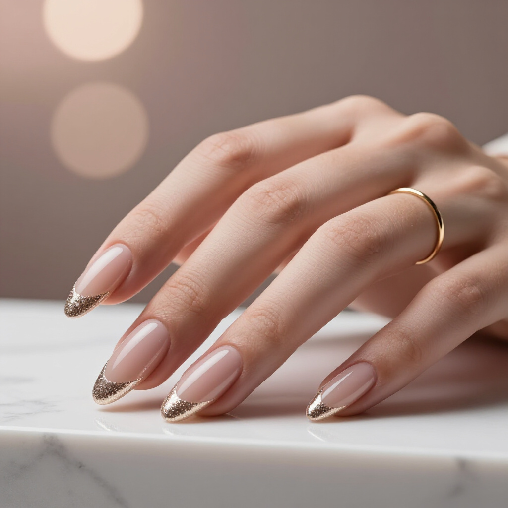 Nude Almond Cat Eye with a Duo-Chrome Finish for a Mesmerizing Color Shift - nude almond cat eye nails