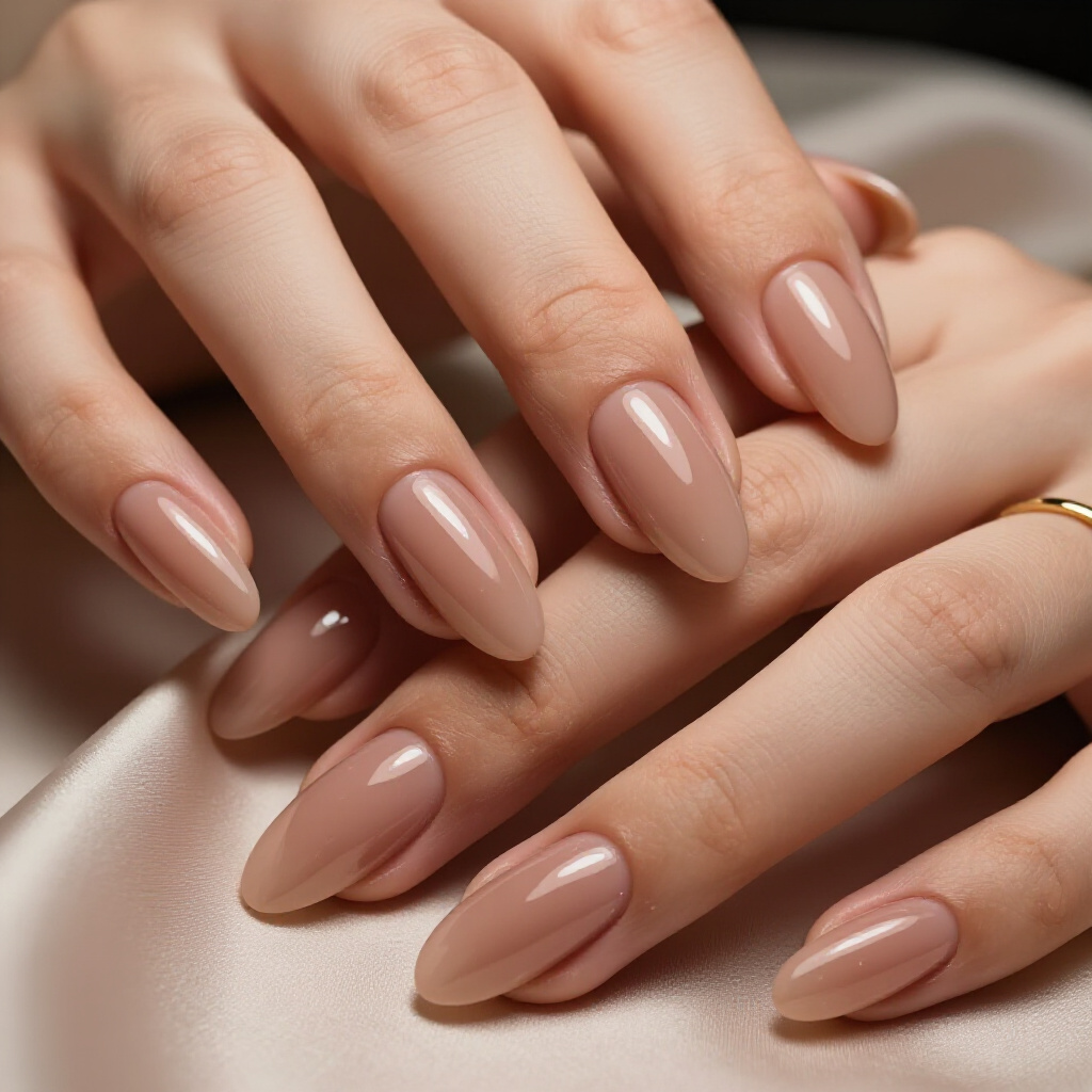 Soft Peach-Pink Nude Almond Cat Eye with a Delicate Shimmer for an Effortless Glow - nude almond cat eye nails