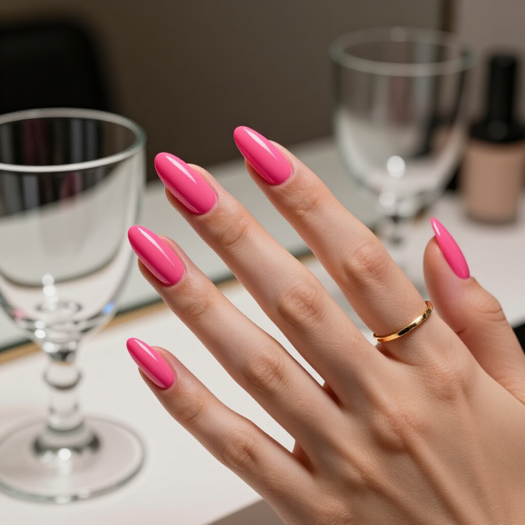 Vibrant Fuchsia Pink Almond Cat Eye with a High Gloss Finish - pink almond classy cat eye nails Vibrant Fuchsia Pink Almond Cat Eye with a High Gloss Finish - pink almond classy cat eye nails