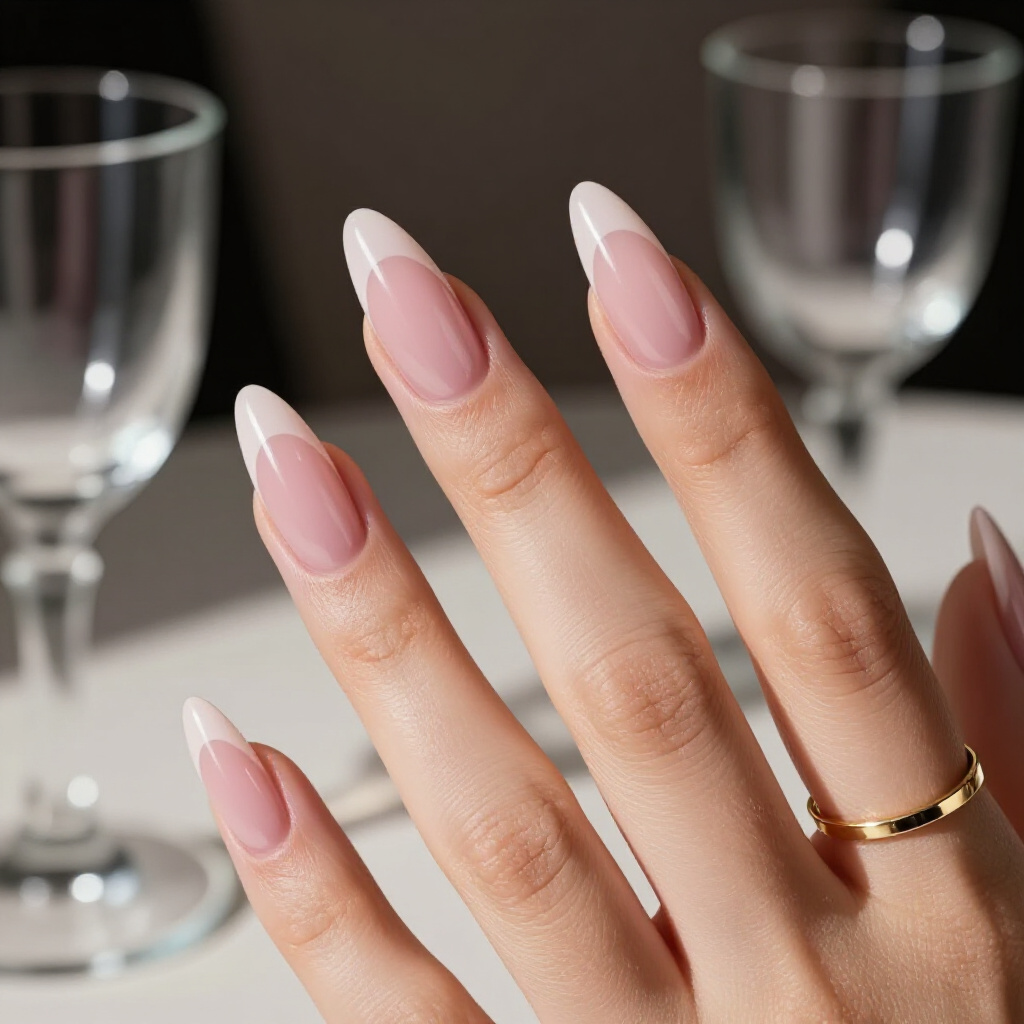 Dusty Rose Pink Almond Cat Eye with a Soft French Tip Accent - pink almond classy cat eye nails Dusty Rose Pink Almond Cat Eye with a Soft French Tip Accent - pink almond classy cat eye nails
