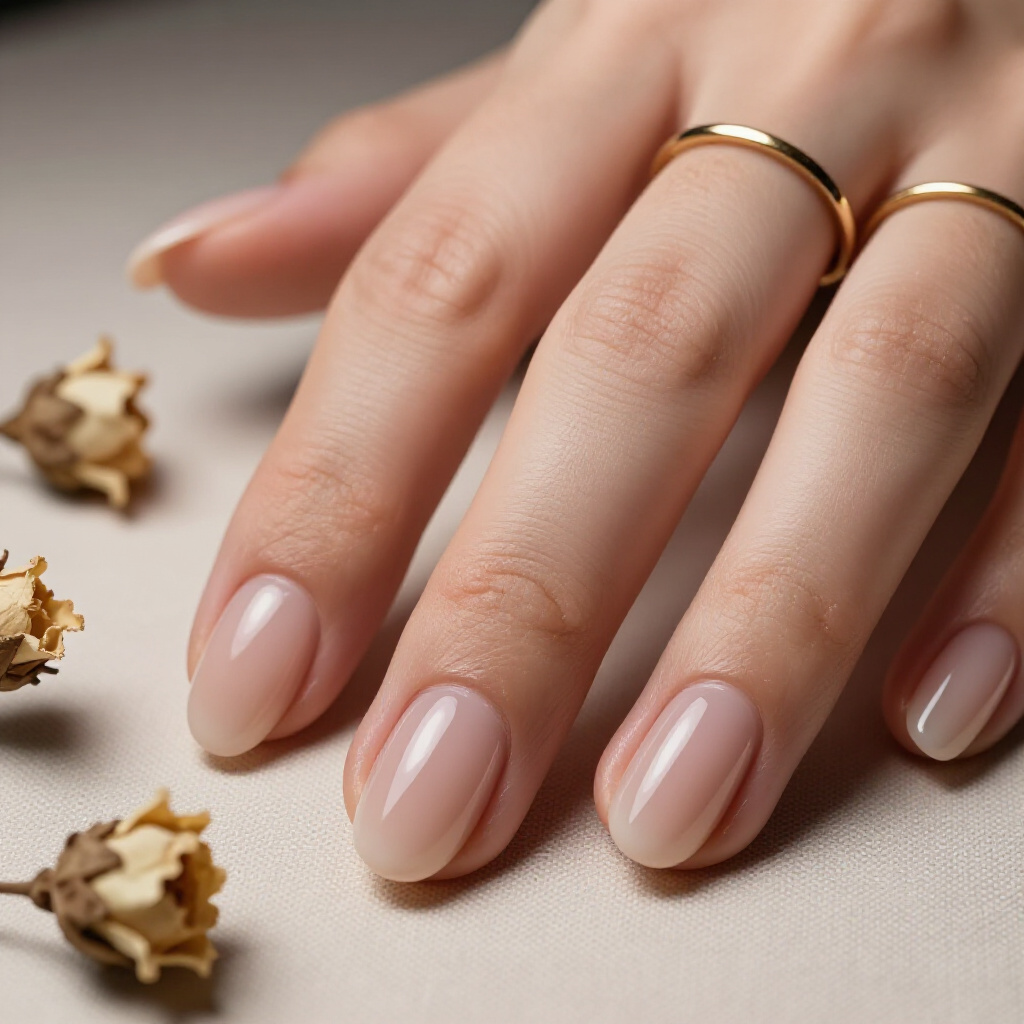 Soft Rose Gold Hues: The Romantic Take on Nude Short Simple Cat Eye - nude short simple cat eye nails