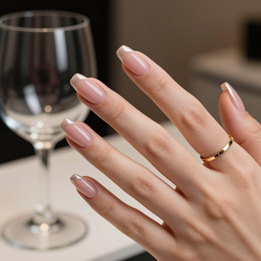 Creamy Taupe with a Subtle Silver Flash: Modern Nude Cat Eye - nude short simple cat eye nails