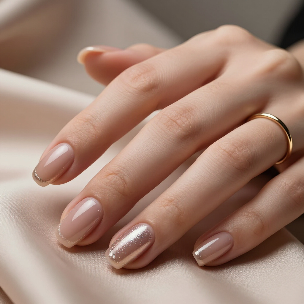 Warm Caramel Nude with a Subtle Bronze Gleam: Earthy Elegance - nude short simple cat eye nails