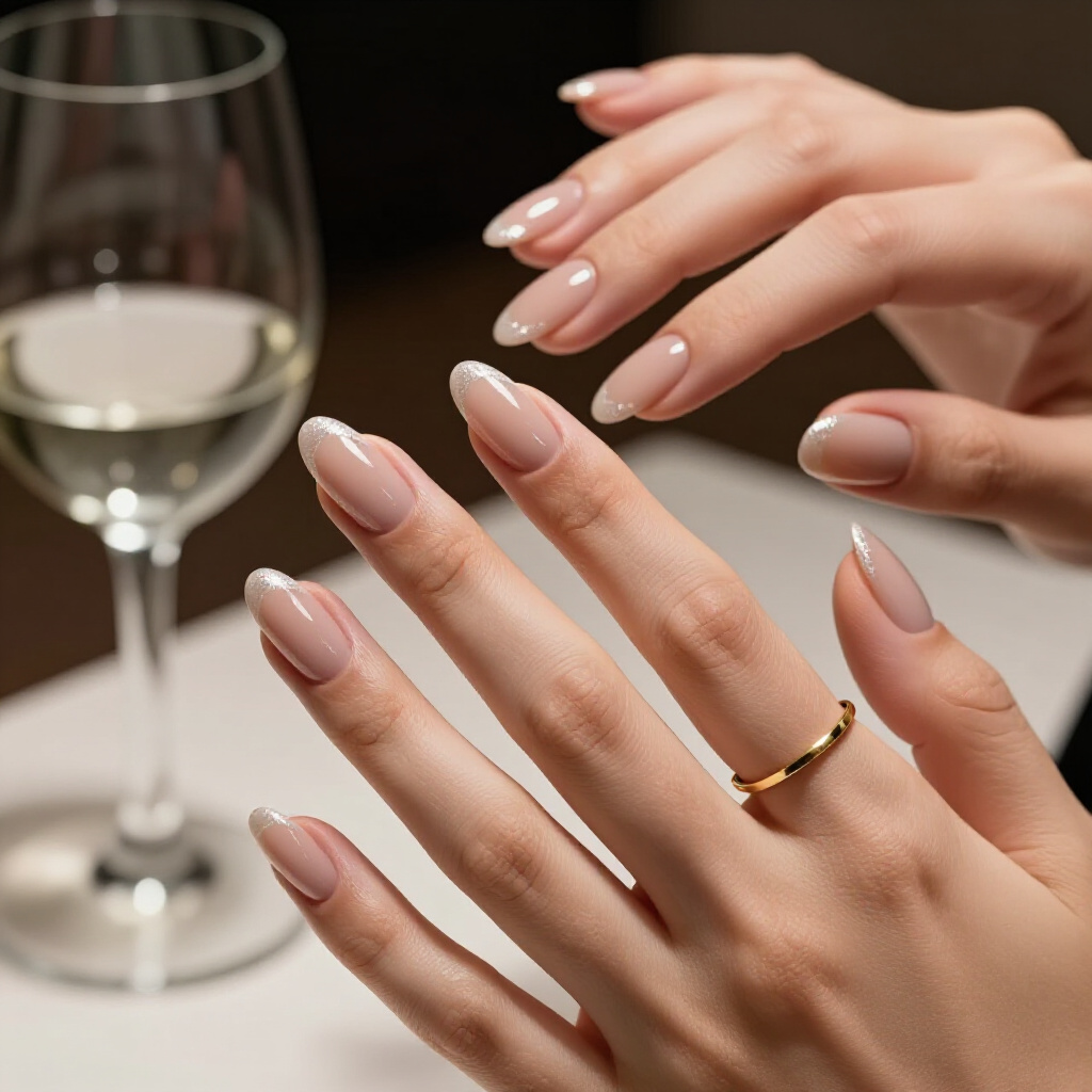 Minimalist Nude Cat Eye with a Single Accent Nail - nude short simple cat eye nails