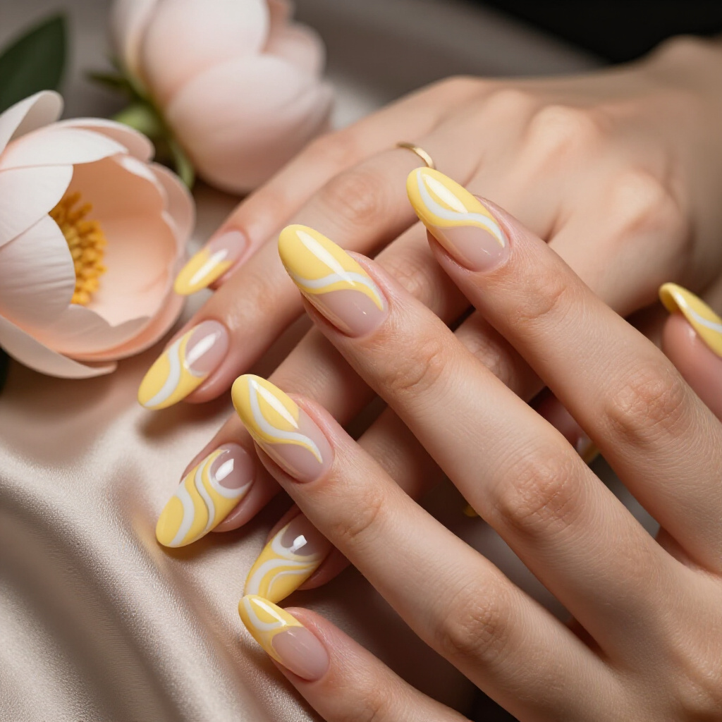 Chic Cream and Copper Ombre Marble Almond Nails for a Subtle Glow - marble nails