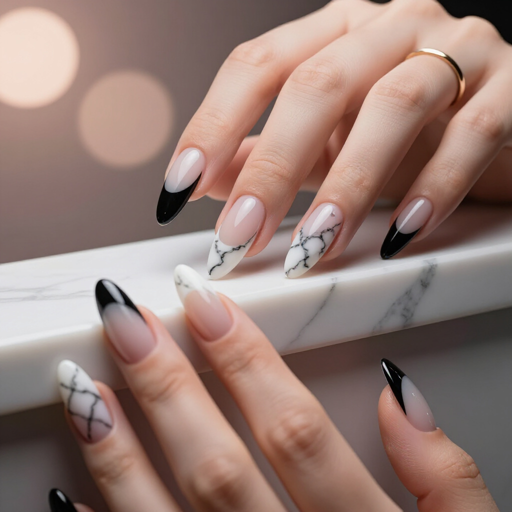 Earthy Tones: Chic Beige, Cream, and Brown Marble Nail Art Inspiration - marble nails