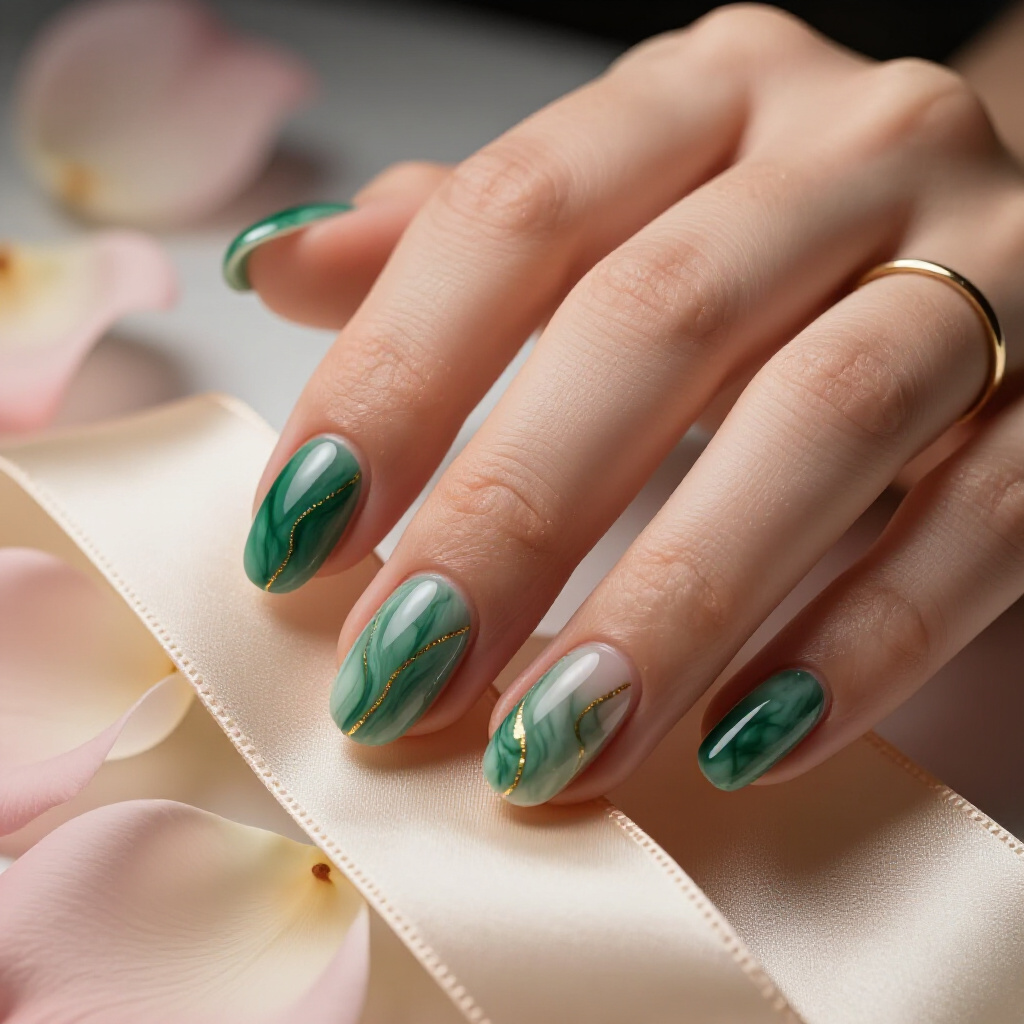 Vibrant Blue and White Marble with Silver Accents for a Bold Artistic Statement - marble nails