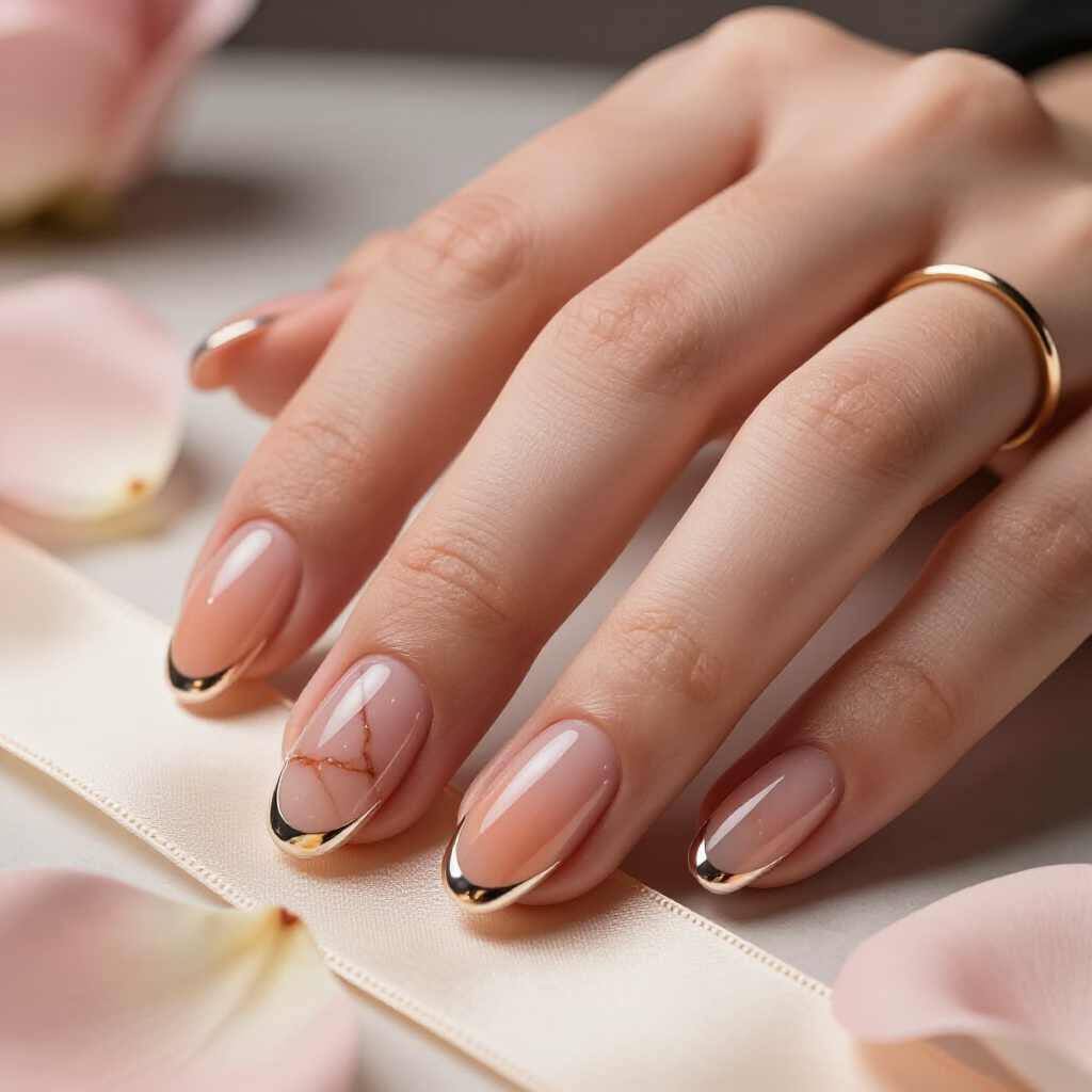 Nude and White Marble with a Subtle Matte Finish - short marble nails Nude and White Marble with a Subtle Matte Finish - short marble nails