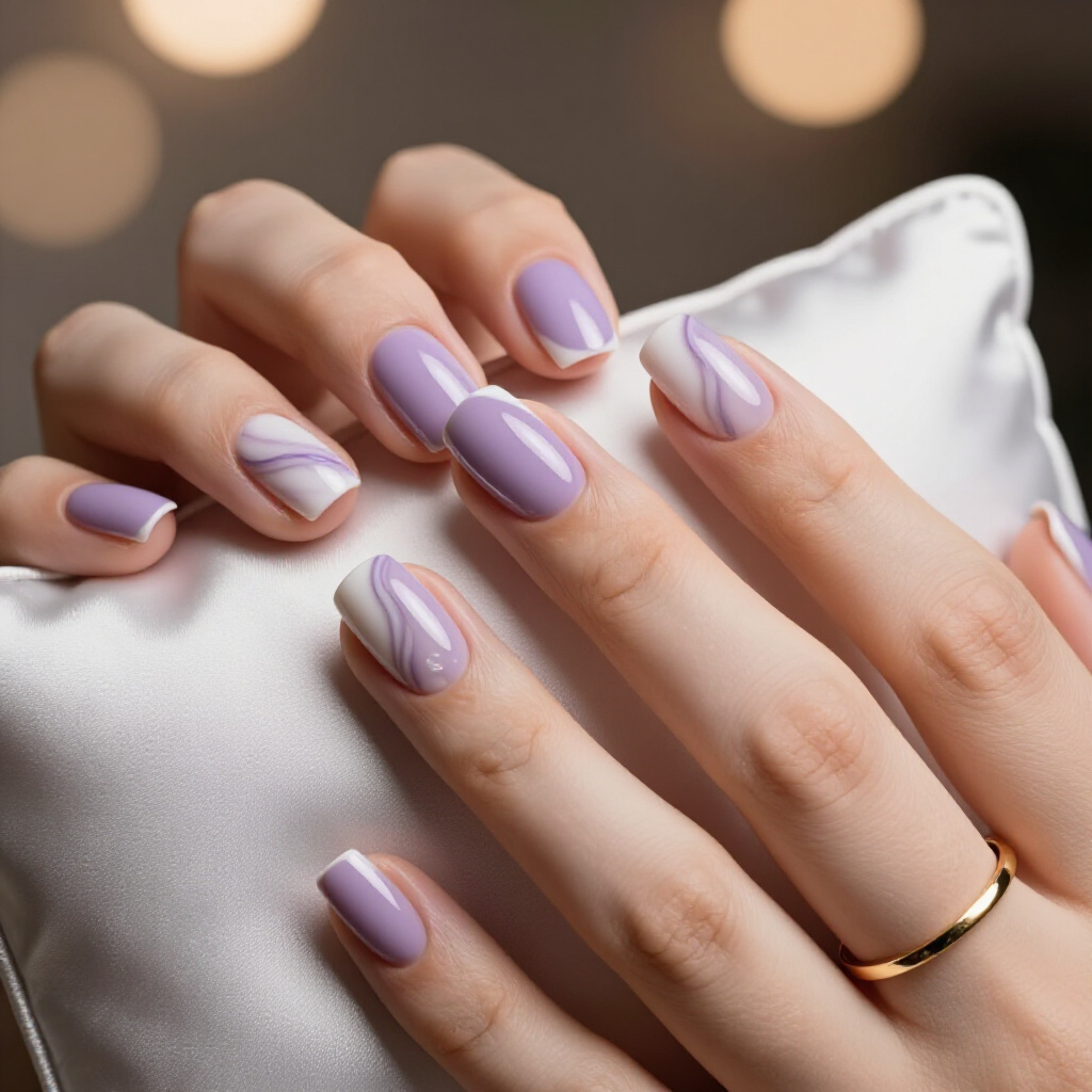 Chic Gray and White Swirls on Short Squoval Nails for a Polished Look - short marble nails Chic Gray and White Swirls on Short Squoval Nails for a Polished Look - short marble nails