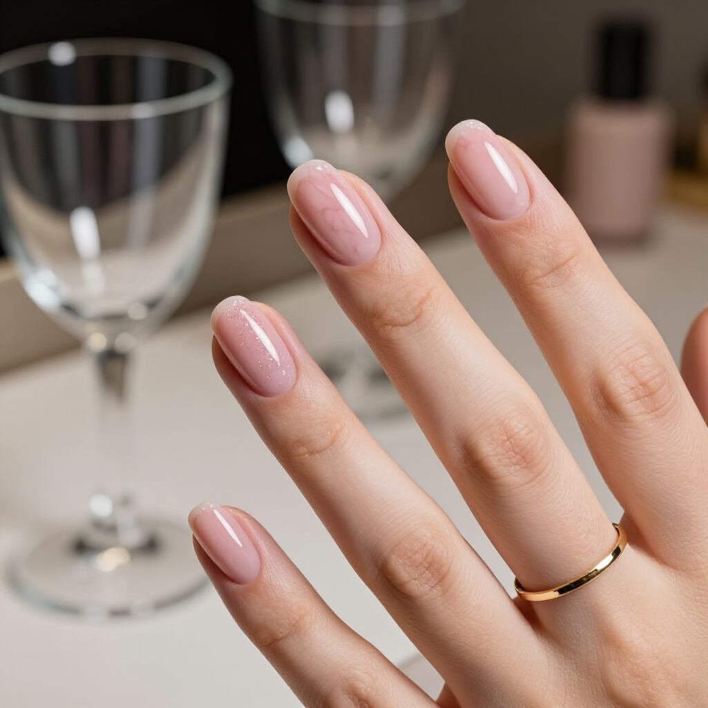 Marble Accents on a Neutral Base: Subtle Short Nail Art - short marble nails Marble Accents on a Neutral Base: Subtle Short Nail Art - short marble nails