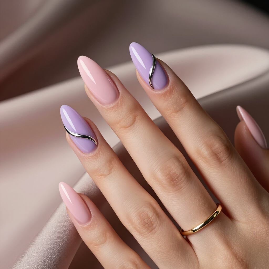 Sophisticated Grey and Silver Marble with a Modern Matte Finish - almond marble nails Sophisticated Grey and Silver Marble with a Modern Matte Finish - almond marble nails
