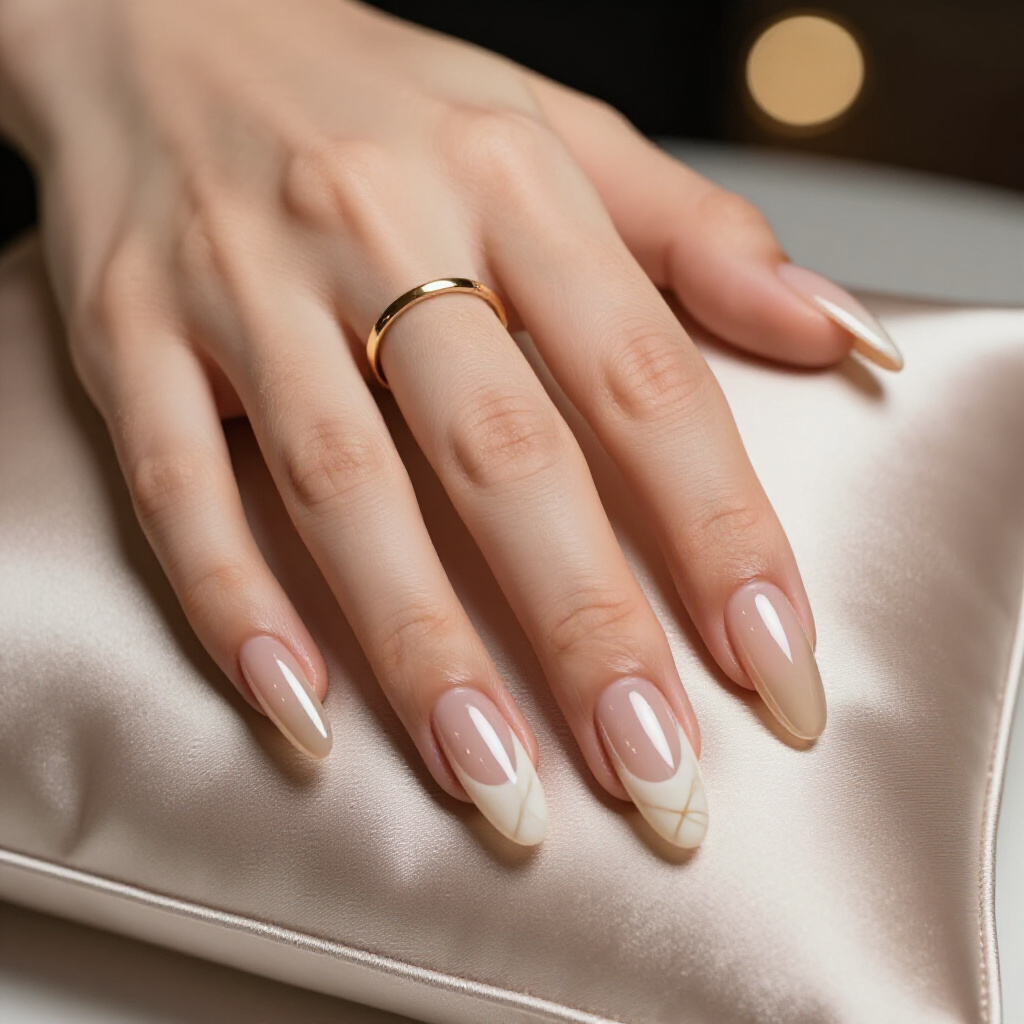 Monochromatic White Marble with a Textured 3D Gel Finish - almond marble nails Monochromatic White Marble with a Textured 3D Gel Finish - almond marble nails