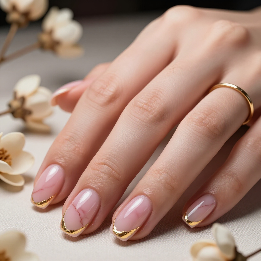 Vibrant Fuchsia Pink Marble with a Glamorous Gold Vein Accent - pink short marble nails Vibrant Fuchsia Pink Marble with a Glamorous Gold Vein Accent - pink short marble nails