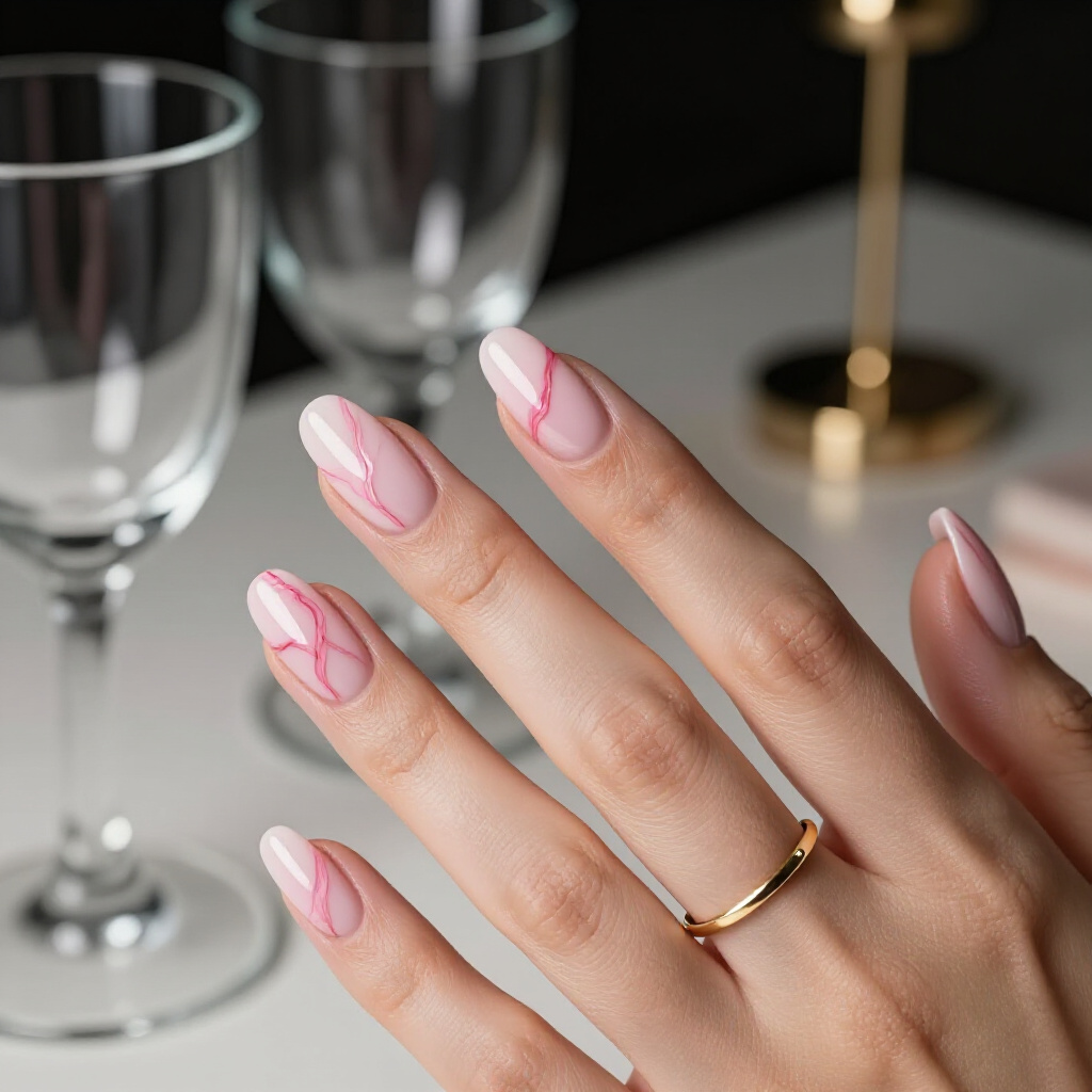 Hot Pink and Black Marble for a Bold, Edgy Statement - pink short marble nails Hot Pink and Black Marble for a Bold, Edgy Statement - pink short marble nails