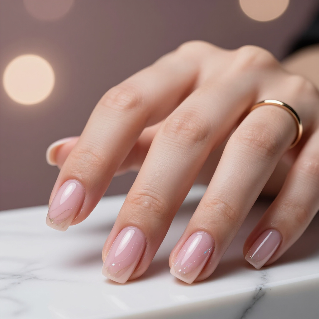 Metallic Rose Gold Pink Marble with a Modern Chrome Accent - pink short marble nails Metallic Rose Gold Pink Marble with a Modern Chrome Accent - pink short marble nails