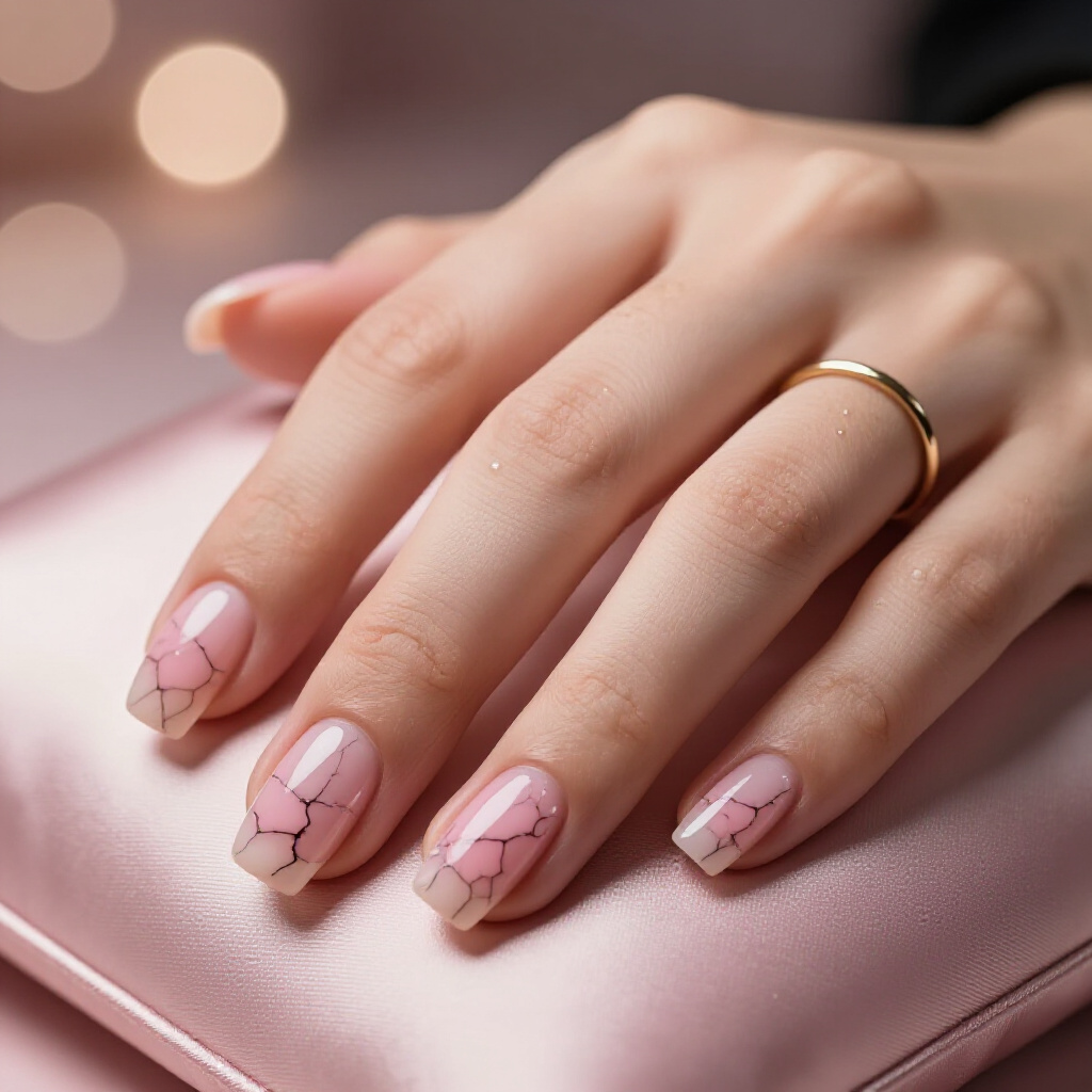 Pastel Pink and Lavender Marble with a Subtle Glitter Overlay - pink short marble nails Pastel Pink and Lavender Marble with a Subtle Glitter Overlay - pink short marble nails