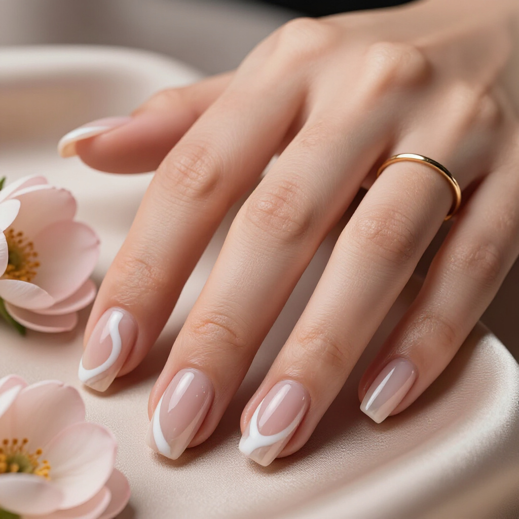 How to Make Your White Short Marble Manicure Last Longer - white short marble nails