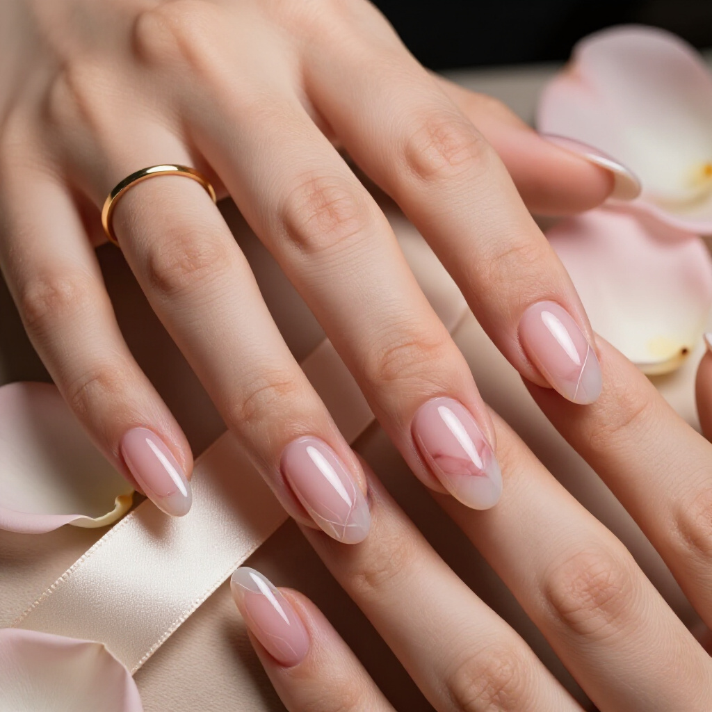 Subtle Glitter Inclusions for Added Sparkle on Short Nails - white short marble nails