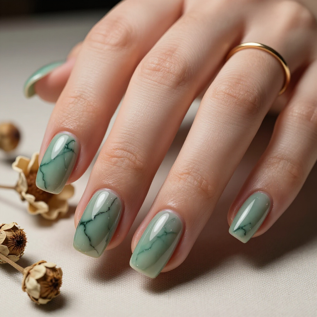 Soft Pink and White Marble Swirls for a Delicate and Feminine Look - white short marble nails