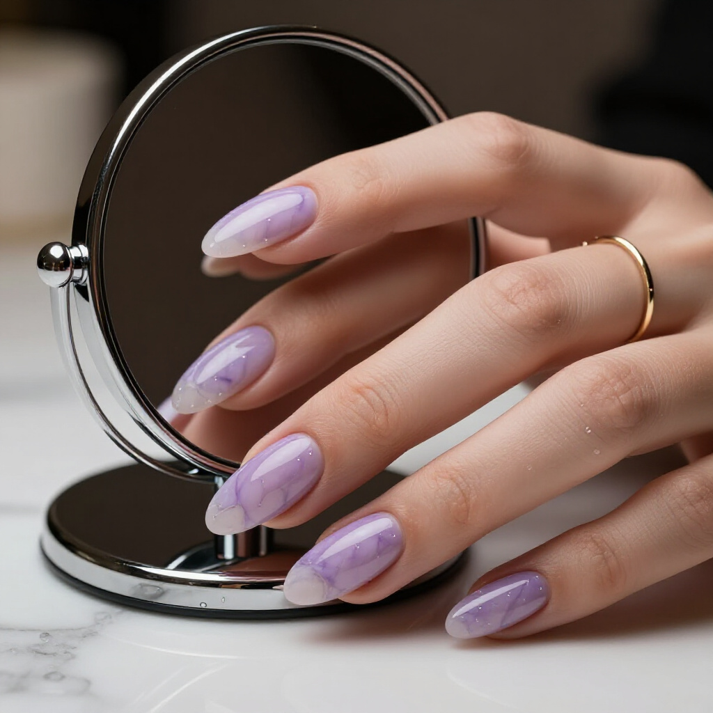 Minimalist Pink Marble with Single Metallic Stripe Accent - pink short classy marble nails