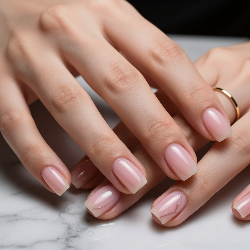 The Dreamy Ombre Pink Marble with a Touch of Rose Gold Sparkle - pink short simple marble nails The Dreamy Ombre Pink Marble with a Touch of Rose Gold Sparkle - pink short simple marble nails