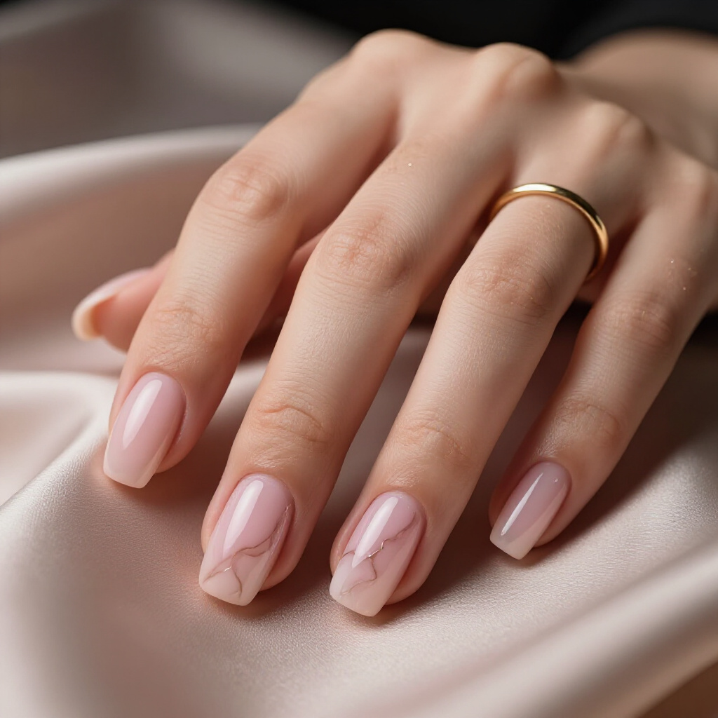 Blush Pink Marble with Bold White Veining for a Dramatic Flair - pink short simple marble nails Blush Pink Marble with Bold White Veining for a Dramatic Flair - pink short simple marble nails