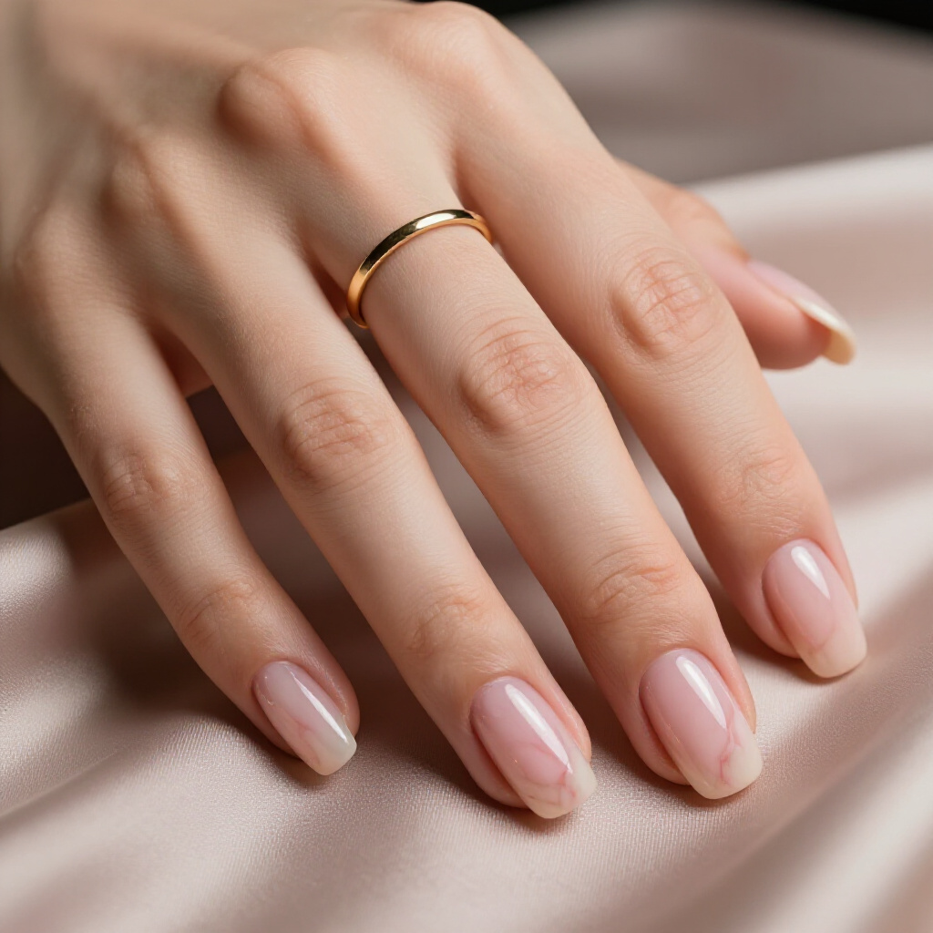 Pastel Pink and Grey Marble for a Sophisticated Touch - pink short simple marble nails Pastel Pink and Grey Marble for a Sophisticated Touch - pink short simple marble nails