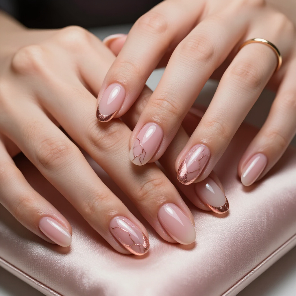Bold Fuchsia Marble Accents on a Bright Pink Short Nail Base - pink short cute marble nails