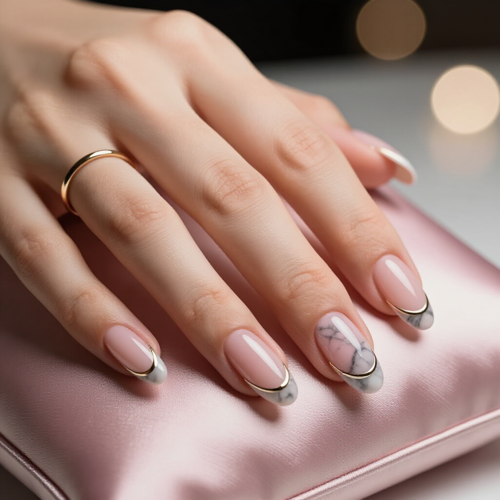 Barbiecore Pink with White Marble for a Bold, Fun Statement - pink short cute marble nails