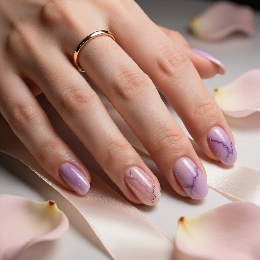 Ombre Pink Marble Blend with White Swirls for Smooth Transition - pink short cute marble nails