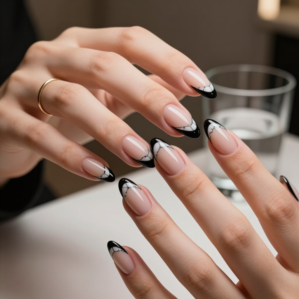 Best Black Almond Marble Nails Shades for Every Season - black almond marble nails Best Black Almond Marble Nails Shades for Every Season - black almond marble nails