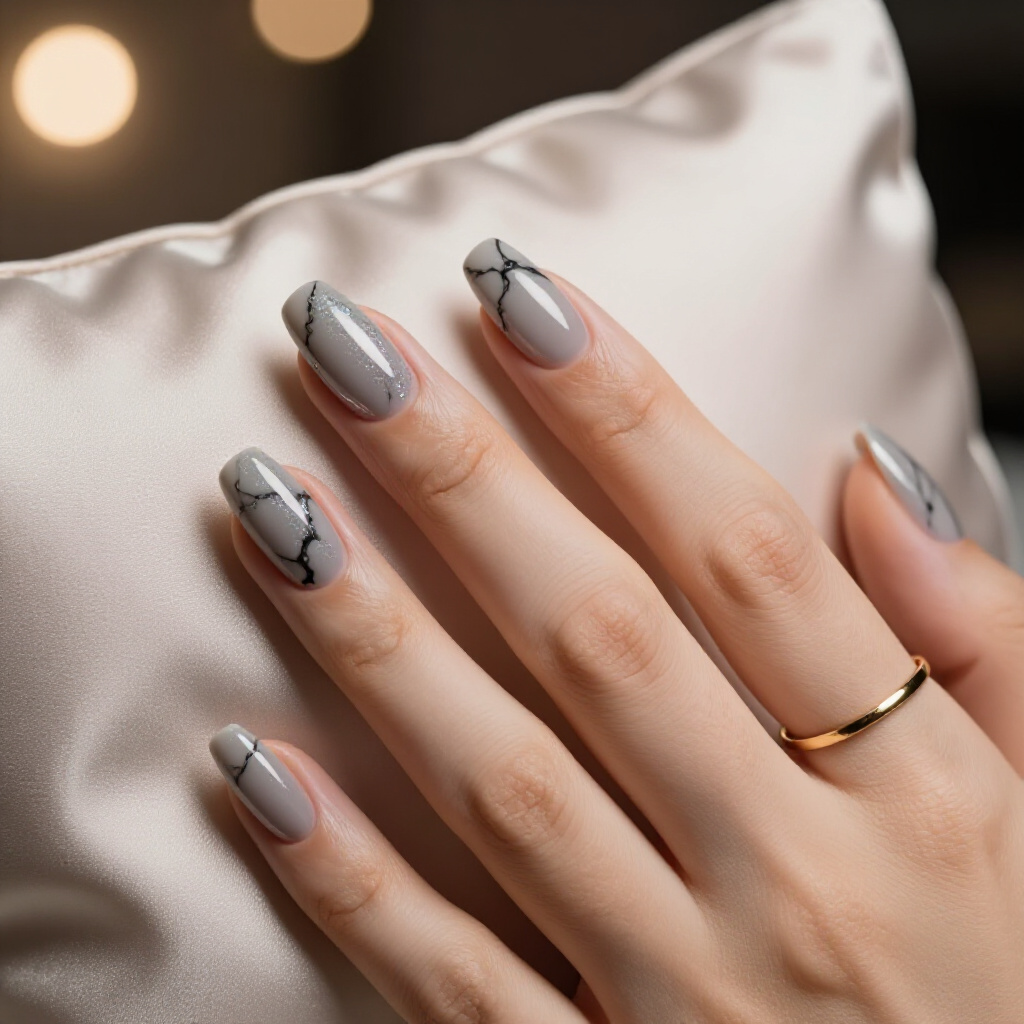 How to Make Your Black Almond Marble Manicure Last Longer - black almond marble nails How to Make Your Black Almond Marble Manicure Last Longer - black almond marble nails