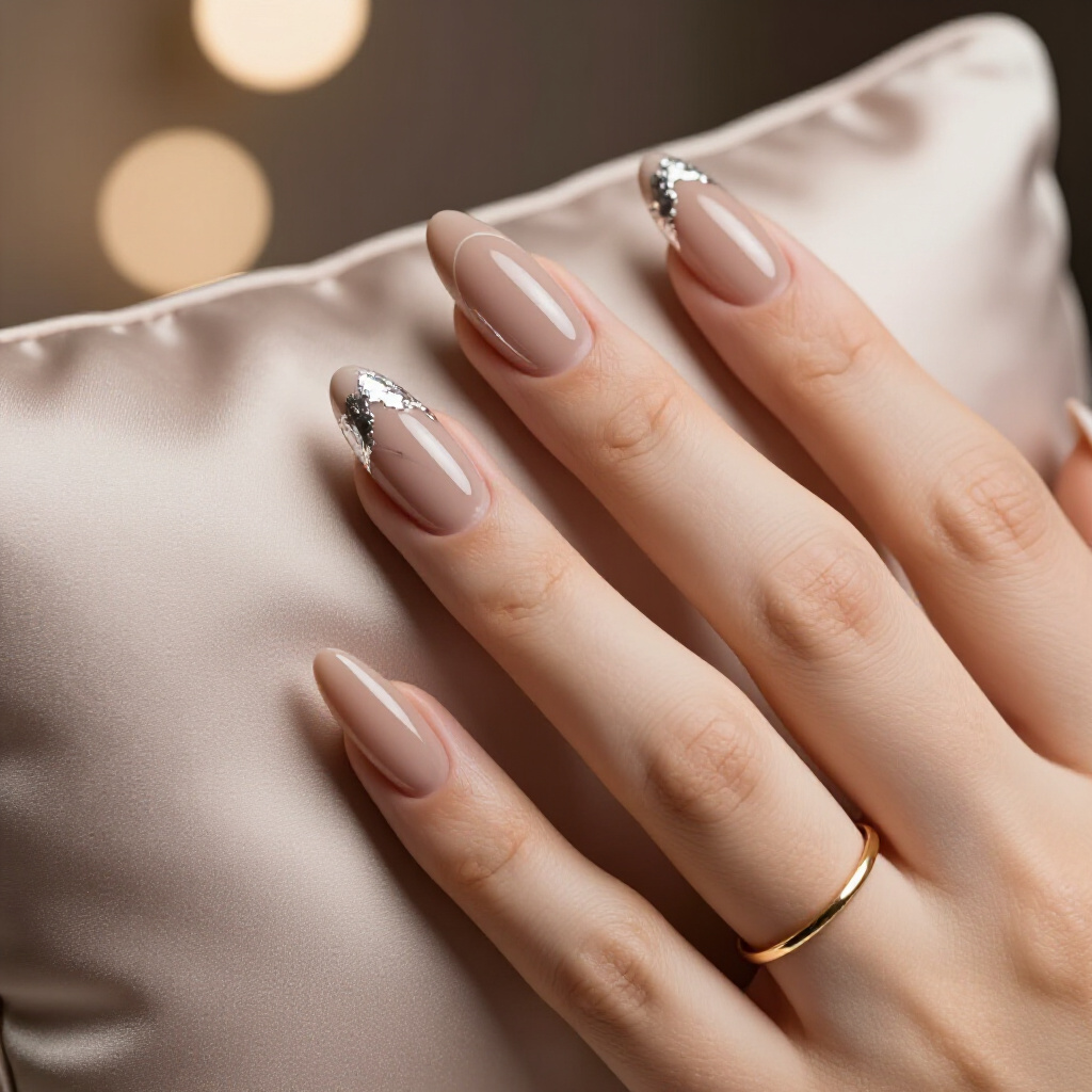 Pink-Toned Nude Marble with Contrasting White & Black Accents - nude almond marble nails