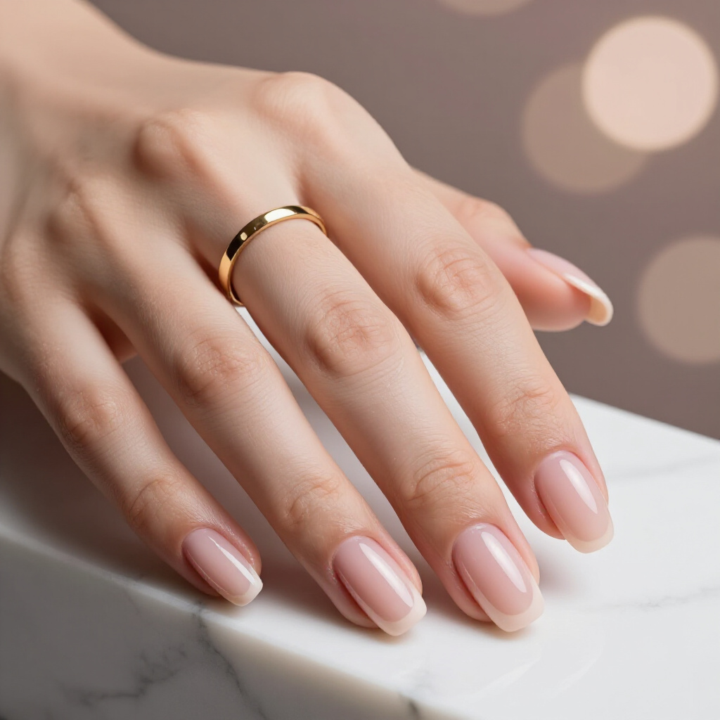 Glossy Finish vs. Matte Texture: Elevating Your Nude Short Simple Marble Nails - nude short simple marble nails