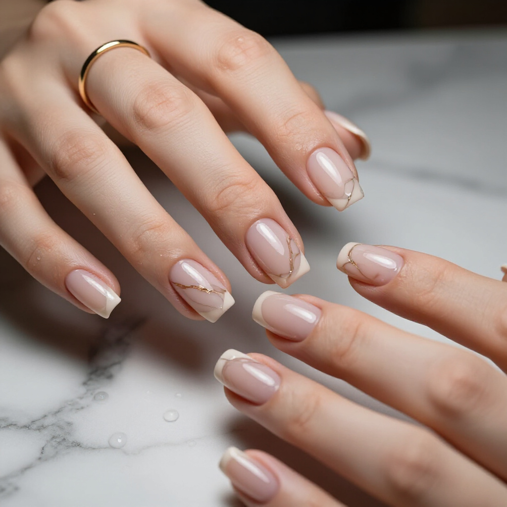 Nude Short Simple Marble Nails for Short Nails: What Suits and How to Ask - nude short simple marble nails
