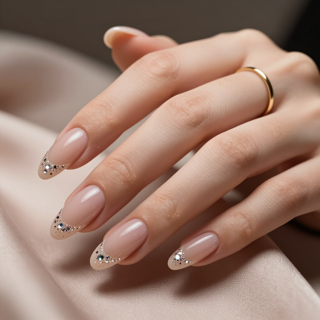 Delicate Champagne Glitter French Tips - glitter nails Delicate Champagne Glitter French Tips - glitter nails