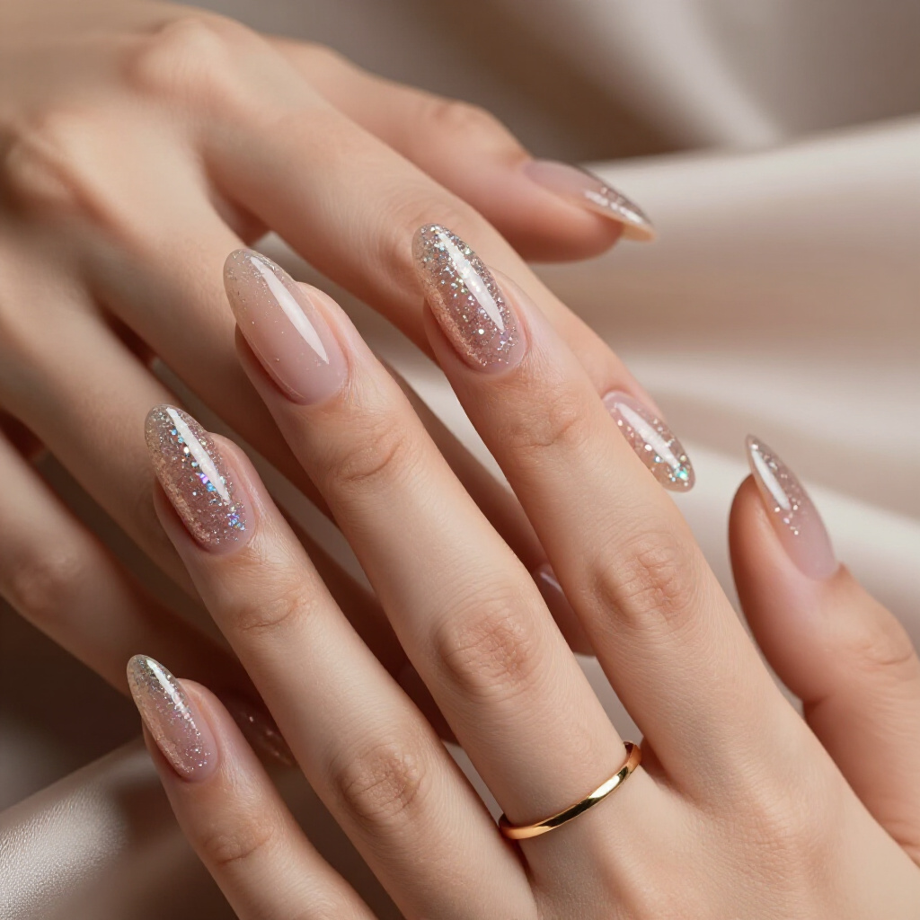 Holographic Chrome Almond Glitter Nails: A Futuristic Shimmer - almond glitter nails