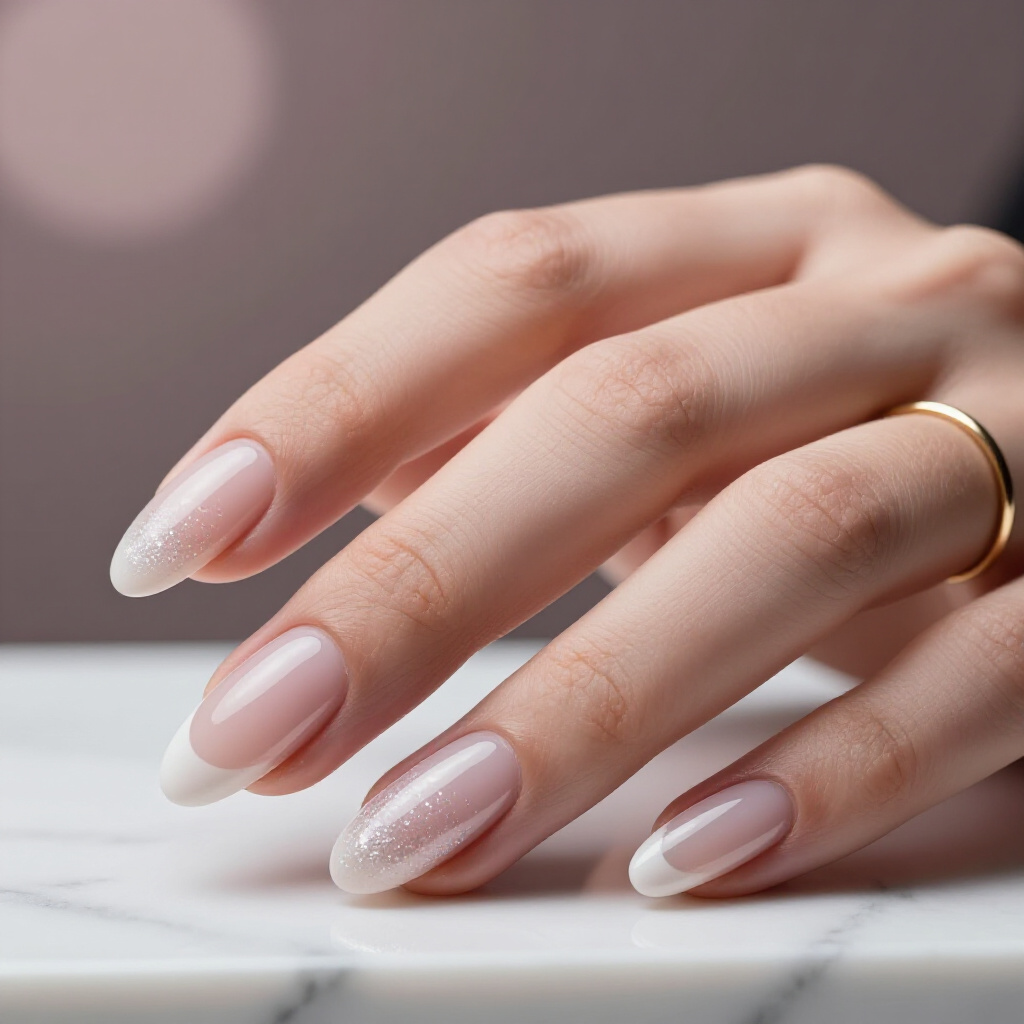 Classic French Tip Almond Glitter Nails: A Modern Twist - almond glitter nails