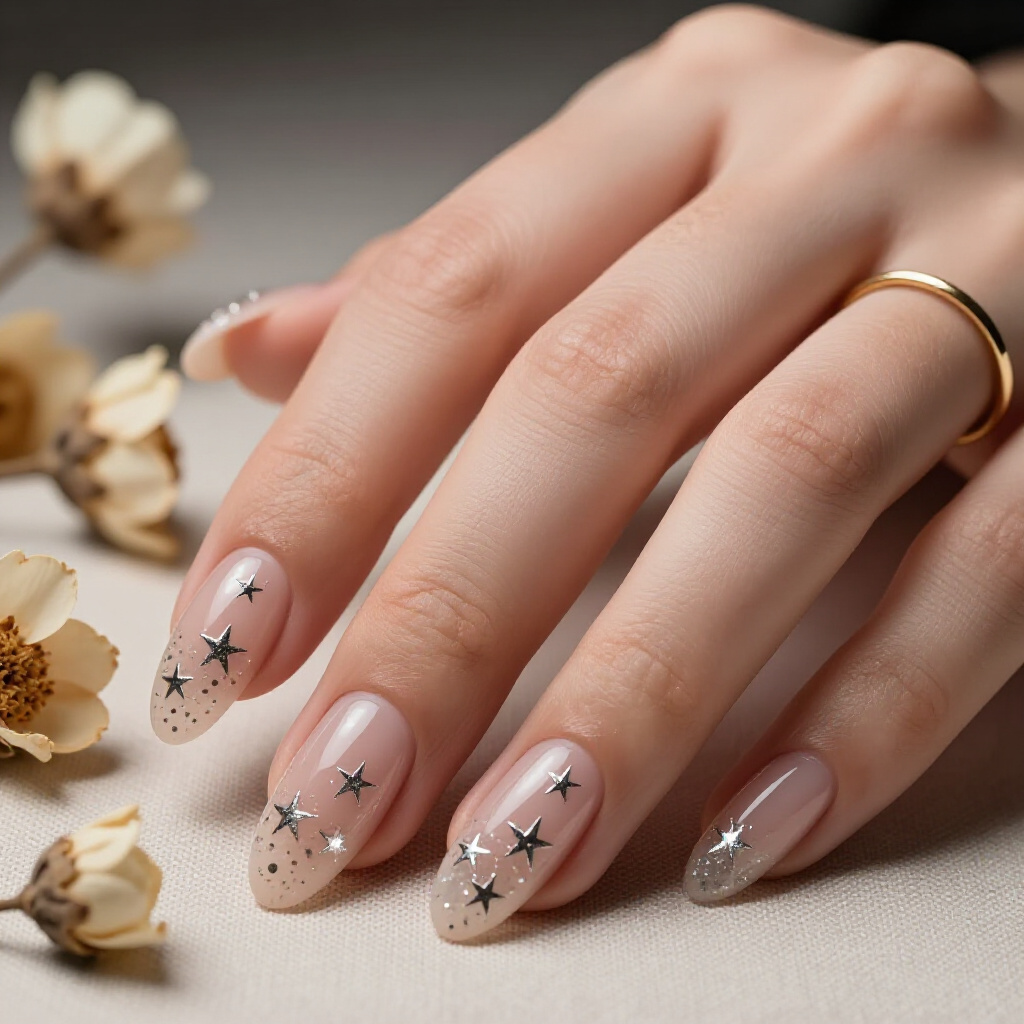 Iridescent White Almond Glitter Nails for a Dreamy Glow - almond glitter nails