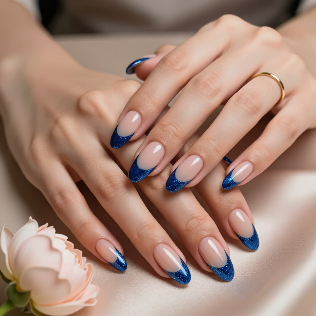 Champagne Gold All-Over Glitter Almond Nails for Glamour - almond glitter nails