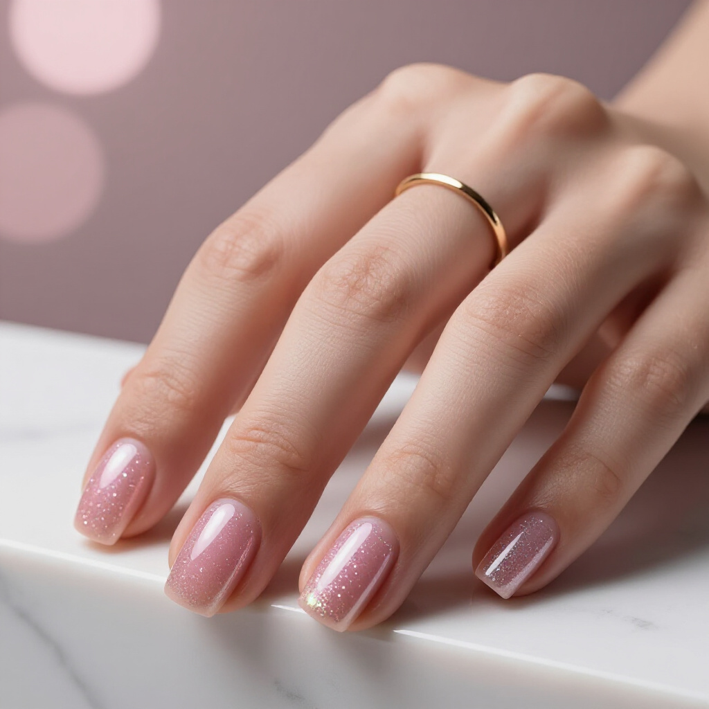 Fuchsia Pink Glitter French Tips on Short Natural Nails - pink short glitter nails Fuchsia Pink Glitter French Tips on Short Natural Nails - pink short glitter nails