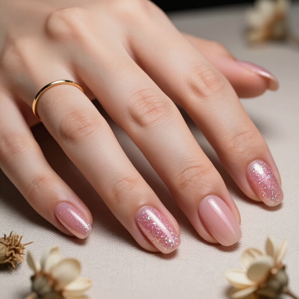 Glamorous Hot Pink Glitter All-Over with Rhinestone Details - pink short glitter nails Glamorous Hot Pink Glitter All-Over with Rhinestone Details - pink short glitter nails