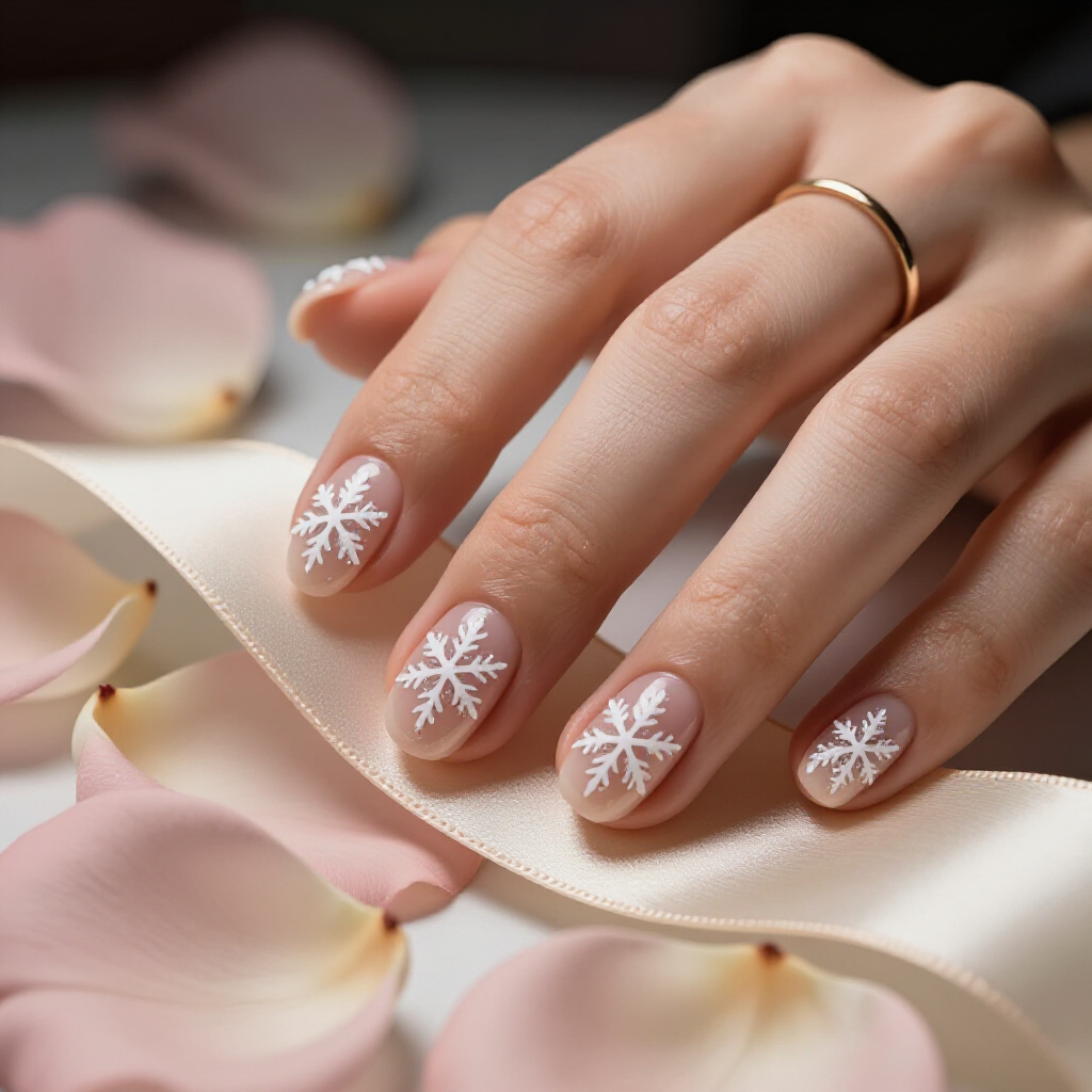 Soft White Chrome Effect with Subtle Glitter Dusting - white short glitter nails