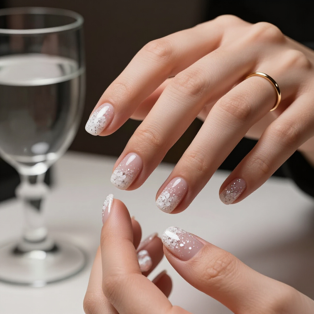 How to Make Your White Short Glitter Nails Last Longer - white short glitter nails