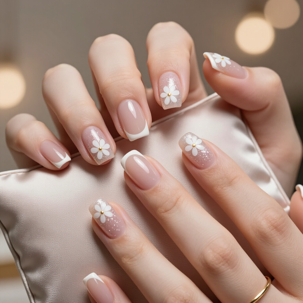 White Short Glitter Nails for Short Nails: What Suits Best - white short glitter nails