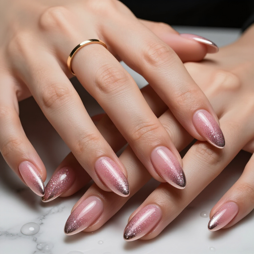 Barbie Pink with Chunky Holographic Glitter Accent Nail - pink short classy glitter nails Barbie Pink with Chunky Holographic Glitter Accent Nail - pink short classy glitter nails